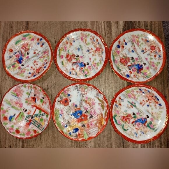 10 vintage butterfly geisha saucers and tea pot with lid - Picture 3 of 8